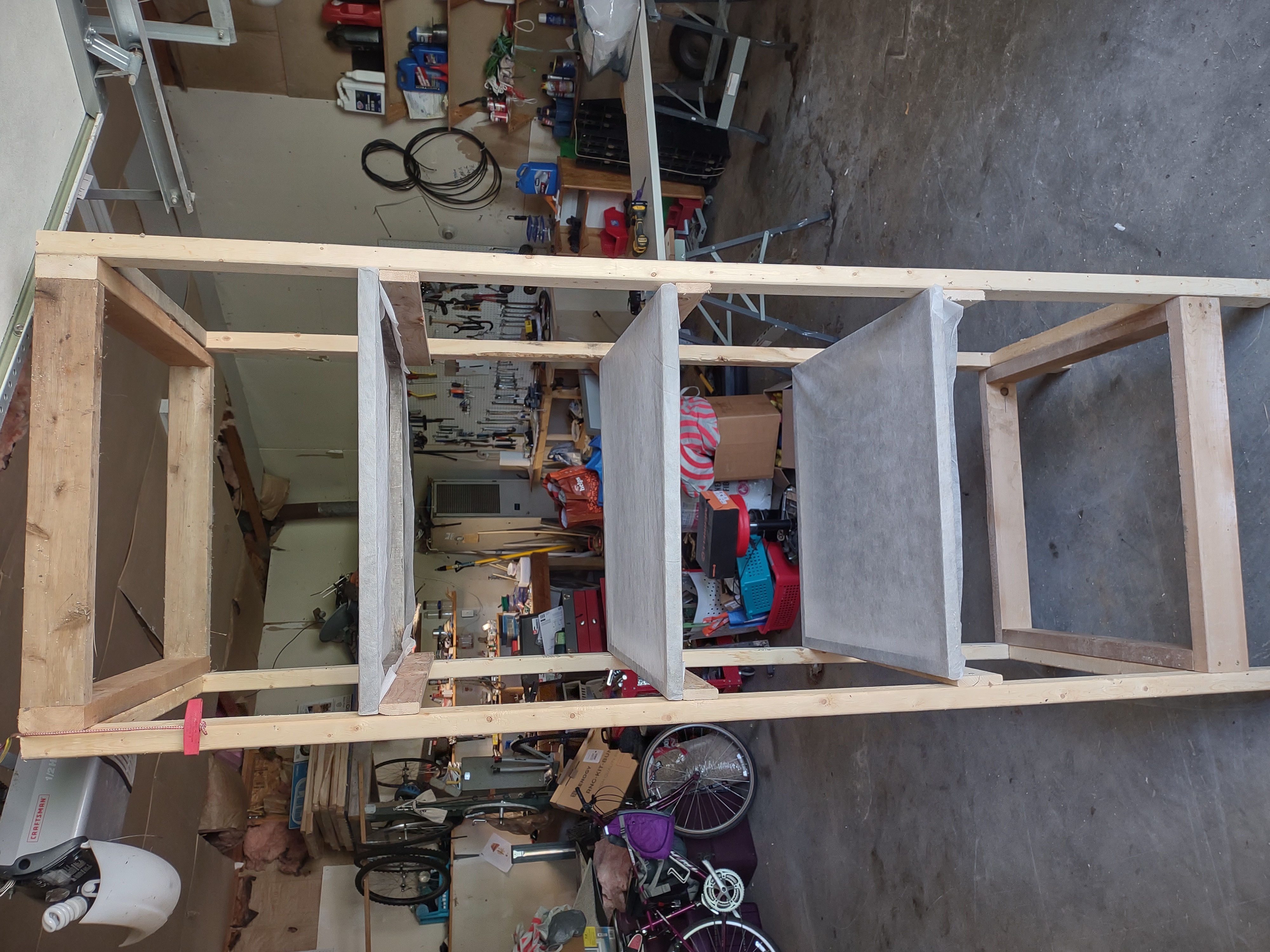 Rack with fully assembled shelves ready for herbs